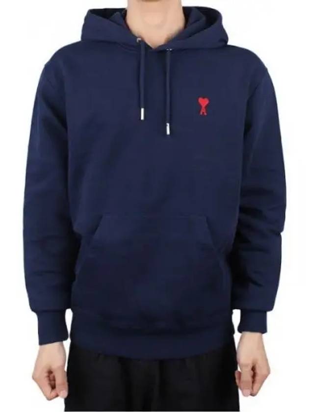 Small Heart Logo Cotton Hoodie Blue - AMI - BALAAN 2