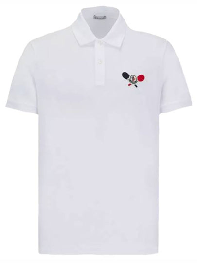 Tennis Logo Patch Polo Shirt White - MONCLER - BALAAN 2