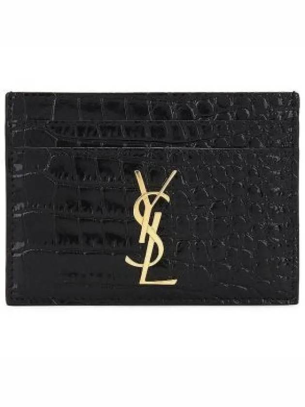 Cassandre Crocodile Embossed Leather Card Wallet Black - SAINT LAURENT - BALAAN 2