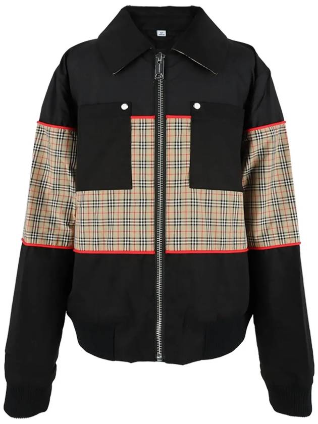 Kids Check Panel Harrington Zip-Up Jacket Black - BURBERRY - BALAAN 4