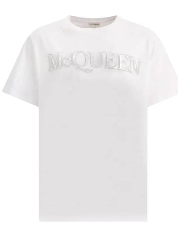 Spray Foil Print Short Sleeve T-Shirt White - ALEXANDER MCQUEEN - BALAAN 1