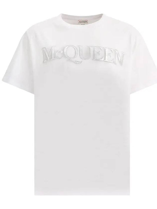 Spray Foil Print Short Sleeve T-Shirt White - ALEXANDER MCQUEEN - BALAAN 1