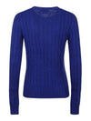 Embroidered Logo Pony Cable Knit Top Blue - POLO RALPH LAUREN - BALAAN 3