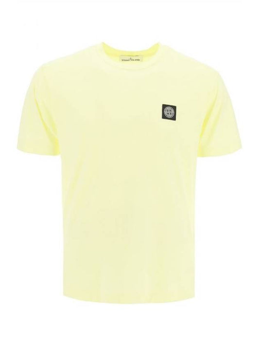 Logo Patch Short Sleeve T-Shirt Yellow - STONE ISLAND - BALAAN 1