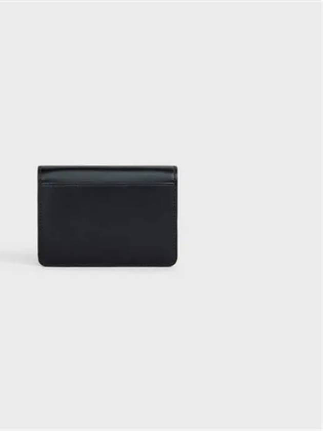 Triomphe Shiny Calfskin Flap Card Wallet Black - CELINE - BALAAN 4