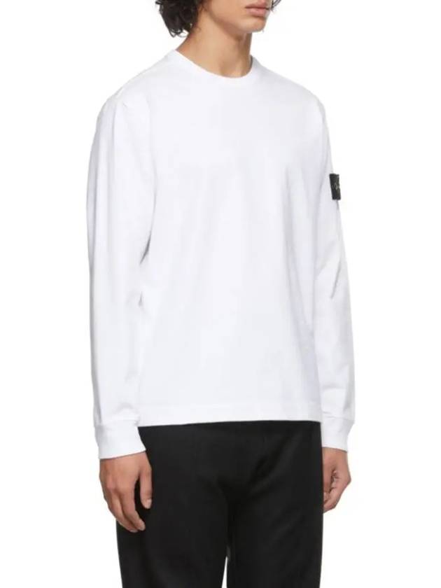 Logo Wappen Patch Crew Neck Long Sleeve T Shirt White - STONE ISLAND - BALAAN 3