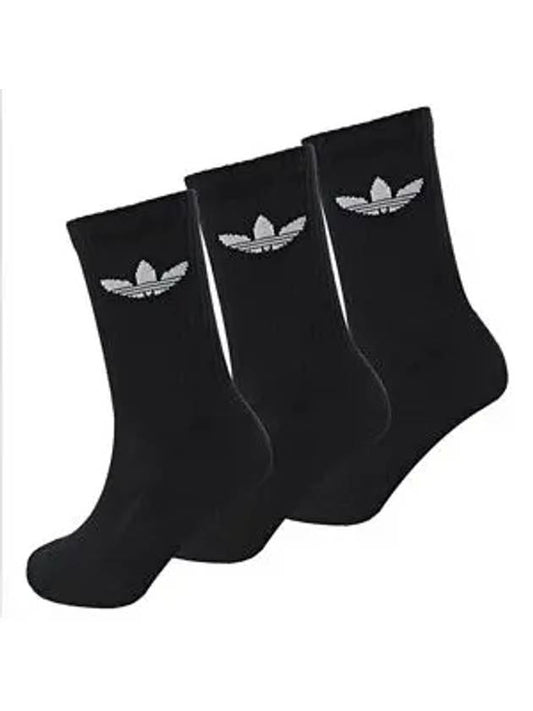 Trefoil Cushion Crew Socks 3 Pairs Black - ADIDAS - BALAAN 2