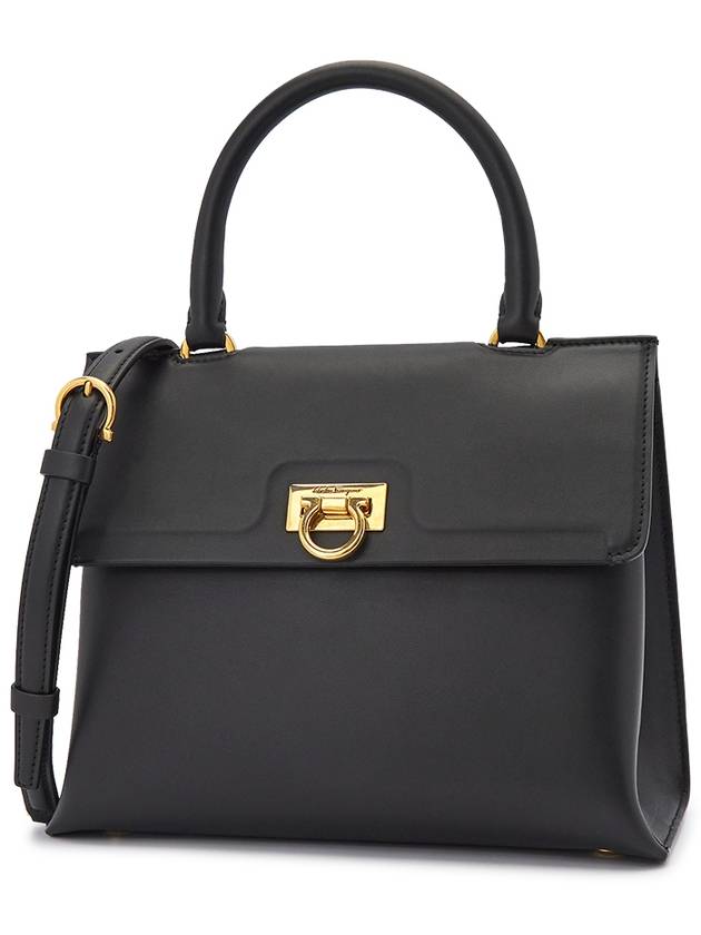 Trifolio Top Handle Tote Bag Black - SALVATORE FERRAGAMO - BALAAN 3