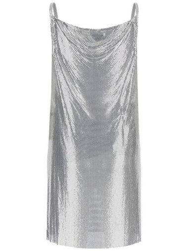 Metallic Short Dress With Draped Neck In Metal Mesh Woman - VERSACE - BALAAN 1