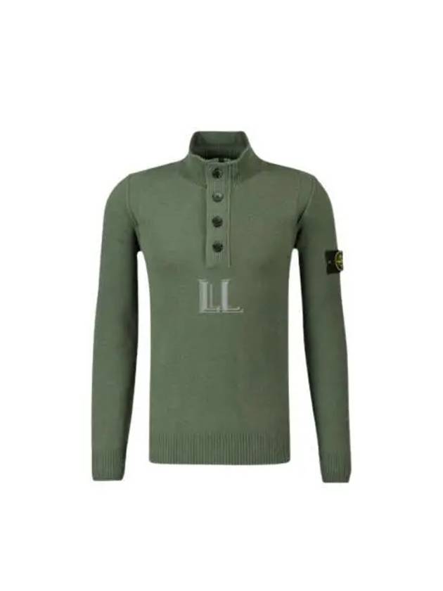 Wappen Patch Half Button Lambswool Knit Top Musk Green - STONE ISLAND - BALAAN 2