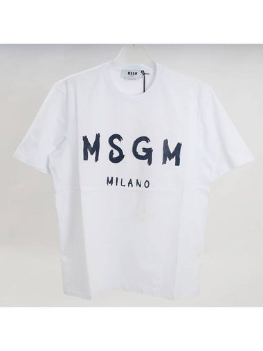 20SS Men's Logo Print Short Sleeve White Navy Logo 2840MM97 01 - MSGM - BALAAN 1