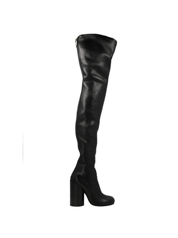 Leather Over The Knee Socks Long Boots Black - BURBERRY - BALAAN 1