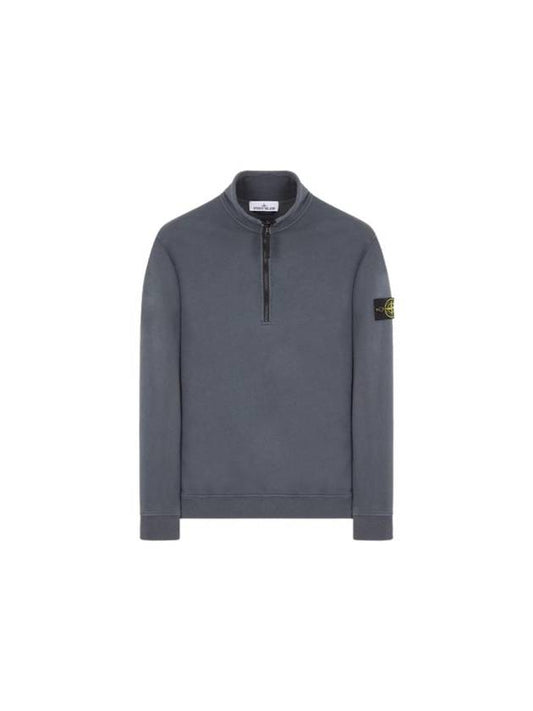 Brushed Cotton Half Zip-Up Sweatshirt Grey - STONE ISLAND - BALAAN 1
