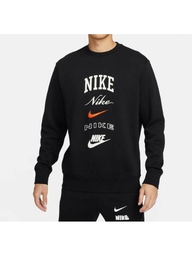 Club Fleece Crew Neck Sweatshirt Black - NIKE - BALAAN 1