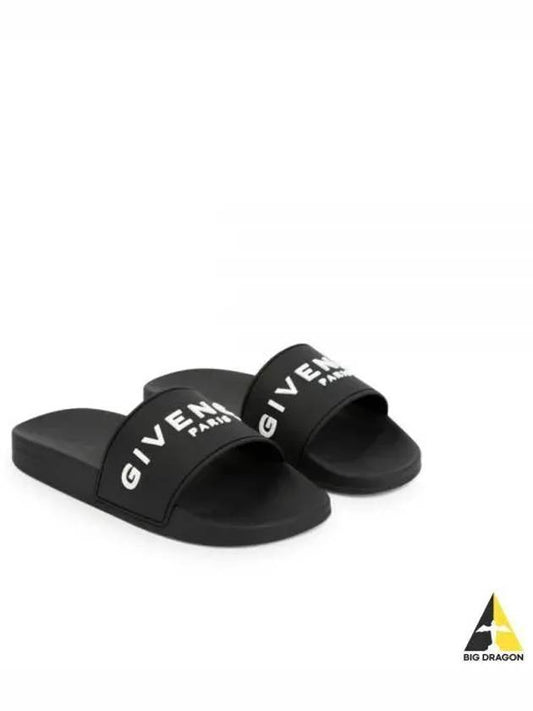 Logo Rubber Slide Slippers Black - GIVENCHY - BALAAN 2