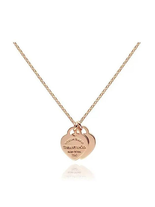 Double Heart Tag Pendant Necklace Rose Gold - TIFFANY & CO. - BALAAN 1