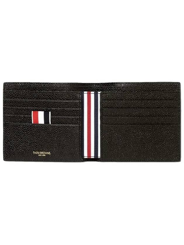 Pebble Grain Leather Half Wallet Black - THOM BROWNE - BALAAN 2