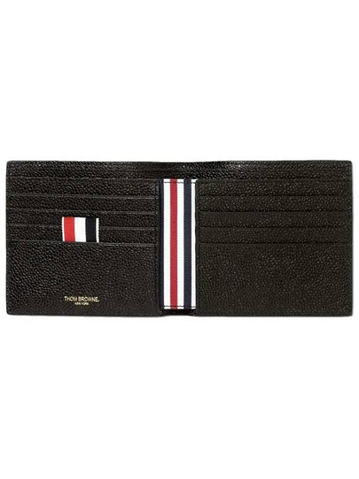 Pebble Grain Leather Half Wallet Black - THOM BROWNE - BALAAN 2