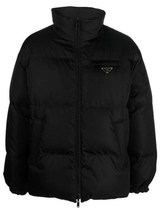 Medium-Length Re-Nylon Reversible Down Jacket Black - PRADA - BALAAN 1