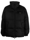 Medium-Length Re-Nylon Reversible Down Padded Jacket Black - PRADA - BALAAN 1