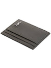 Casandre Small Grain Leather Card Wallet Dark Khaki - SAINT LAURENT - BALAAN 5