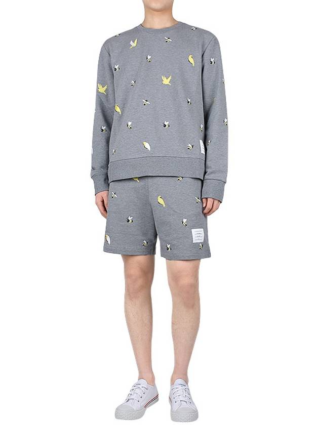 Bird Bee Embroidered Loopback Cotton Sweat Shorts Grey - THOM BROWNE - BALAAN 7