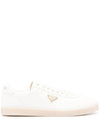 Triangle Logo Lane Leather Low-Top Sneakers Ivory - PRADA - BALAAN 2