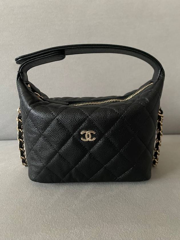 25C Cruise Mini Chain Hobo Bag Top Handle Caviar Black Gold Plated AP4386 - CHANEL - BALAAN 1