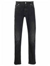 Men's Back Pocket Embroidered Logo Stretch Slim Jeans Black - ALEXANDER MCQUEEN - BALAAN.