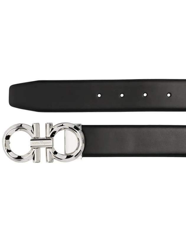 Gancini Buckle Reversible Leather Belt Black - SALVATORE FERRAGAMO - BALAAN 4