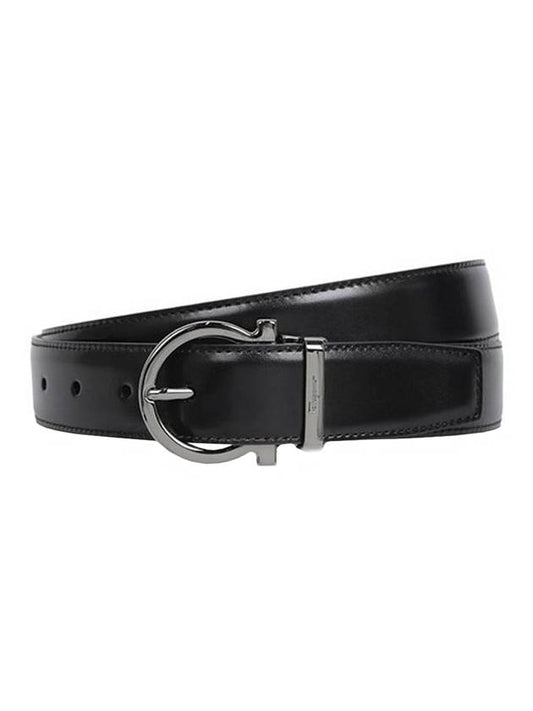 Reversible Adjustable Leather Belt Black - SALVATORE FERRAGAMO - BALAAN 1
