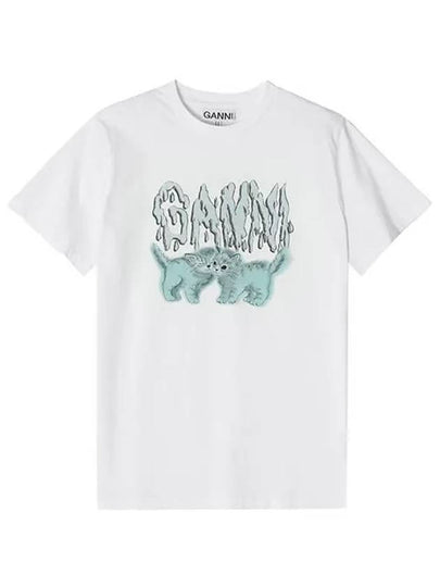 Logo Print Short Sleeve T-Shirt White - GANNI - BALAAN 2