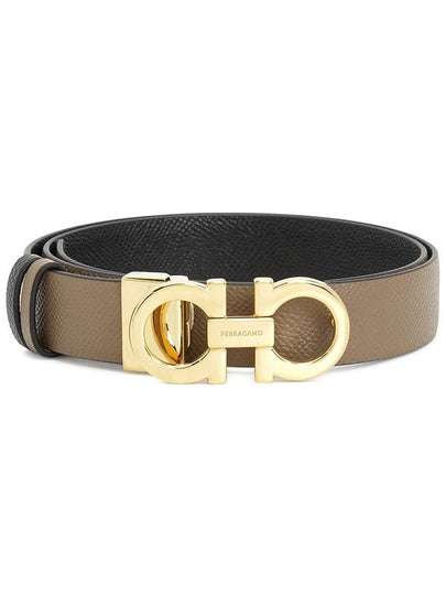 Reversible Gancini Leather Belt Black Caraway Seed - SALVATORE FERRAGAMO - BALAAN 2