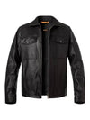 Zip-Up Leather Jacket Black - HUGO BOSS - BALAAN 2