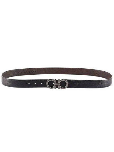 Reversible Gancini Leather Belt Dark Brown Black - SALVATORE FERRAGAMO - BALAAN 1