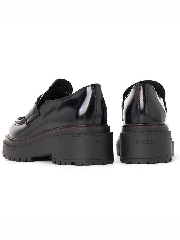 Logo Leather Loafers Black - PRADA - BALAAN 7