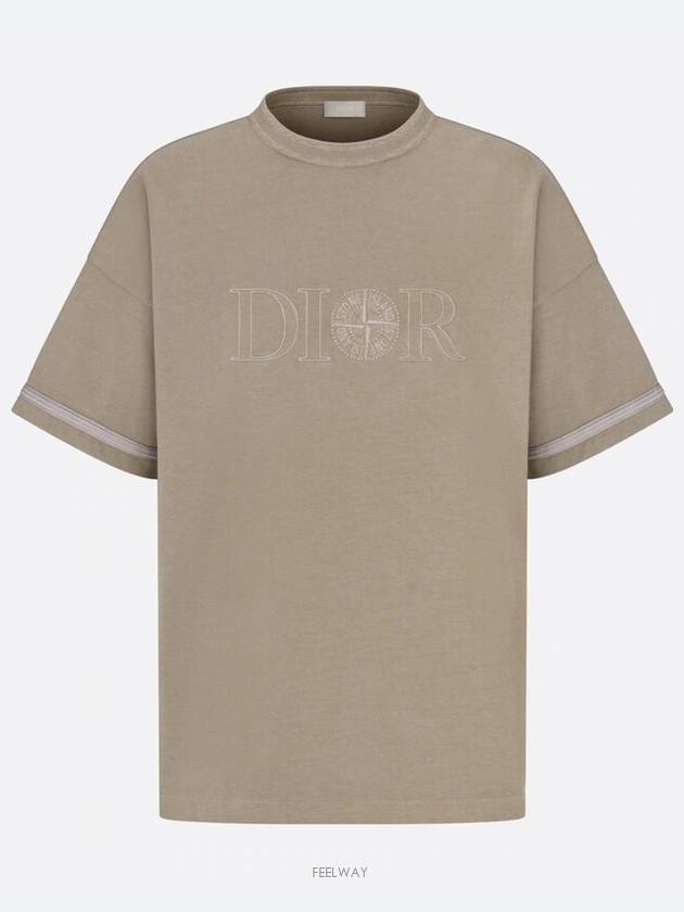 Oversized Fit Cotton Jersey Short Sleeve T-Shirt Brown - DIOR - BALAAN 5