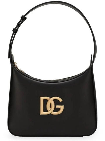 DG Logo Adjustable Strap Calfskin Shoulder Bag Black - DOLCE&GABBANA - BALAAN 1