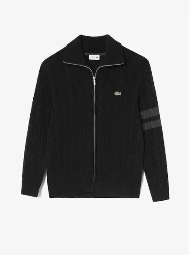 Men s cable zip up spring and fall cardigan AH302E 54N 031 Domestic product GQ2N24082969820 - LACOSTE - BALAAN 1