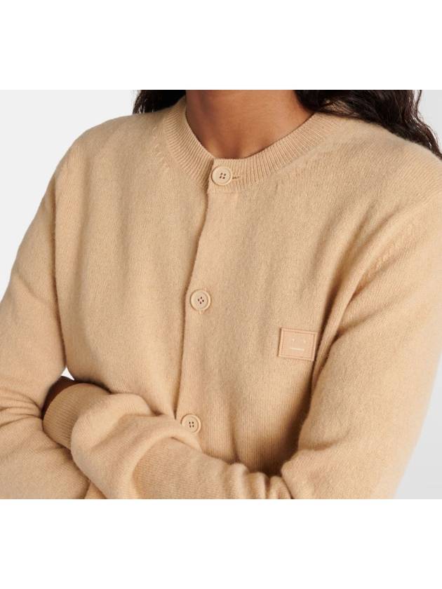 Face Logo Wool Cardigan Beige Women s - ACNE STUDIOS - BALAAN 6