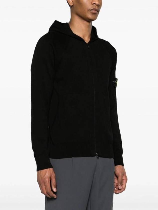 Wappen Padded Zipper Hooded Cotton Cardigan Black - STONE ISLAND - BALAAN 3