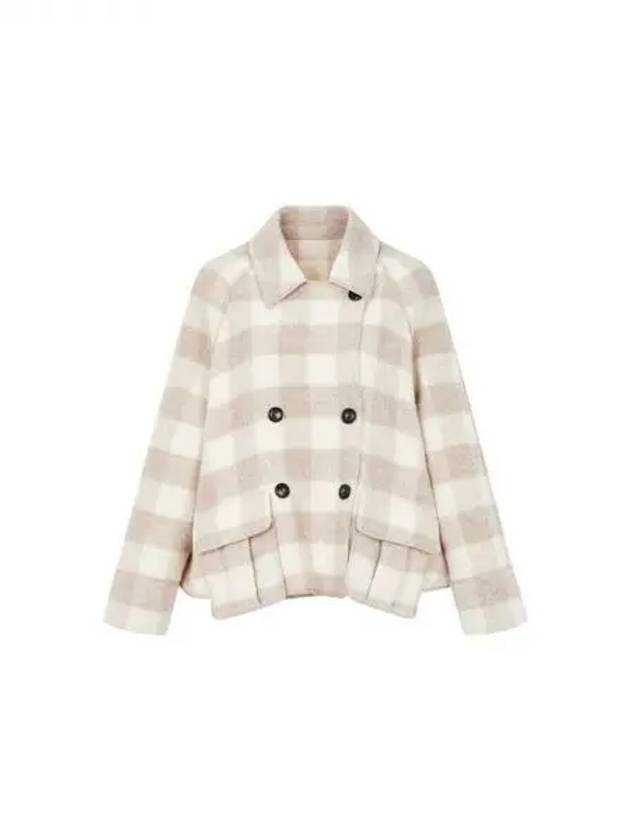 Women s Checkerboard Alpaca Wool Collar Jacket Beige 271710 - EMPORIO ARMANI - BALAAN 1