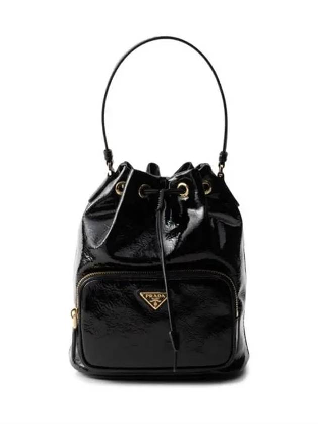 Duet Naplak Patent Leather Bucket Bag Black - PRADA - BALAAN 2