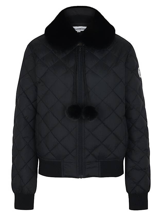 QUILTED STADIUM DUCK DOWN JACKET WFUR COLLARBlack - PLAYBOO - BALAAN 1