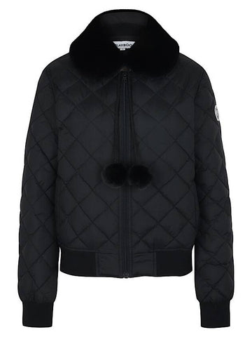 QUILTED STADIUM DUCK DOWN JACKET WFUR COLLARBlack - PLAYBOO - BALAAN 1