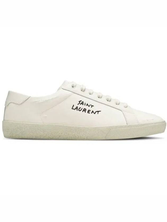 Court Classic SL/06 Embroidered Sneakers In Canvas And Leather Cream - SAINT LAURENT - BALAAN 2