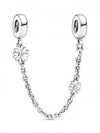 Daisy Flower Safety Chain Charm Sterling Silver Clear - PANDORA - BALAAN 1