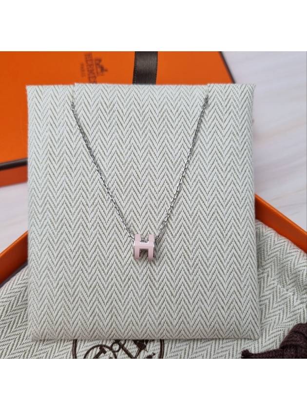 Mini Pop H Pendant Silver Necklace Rose Dragee - HERMES - BALAAN 2