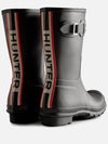 Women's Tricolor Logo Backstrap Short Rain Boots Black - HUNTER - BALAAN.