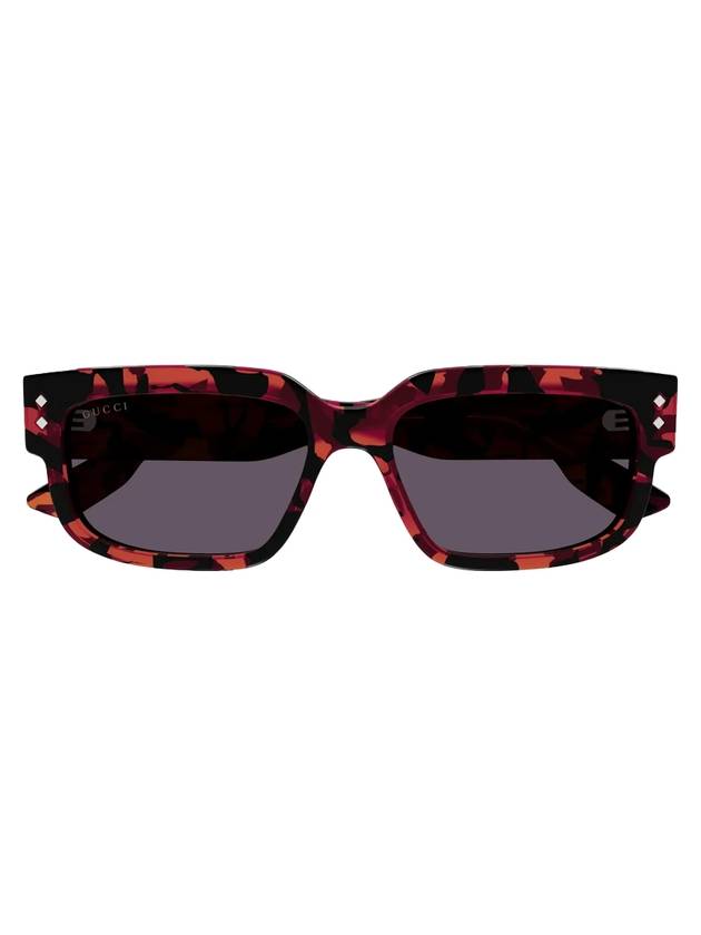 Square Frame Sunglasses Red Havana - GUCCI - BALAAN 1